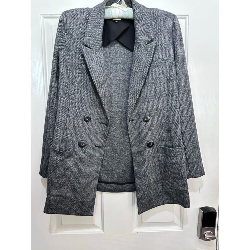 CAbi #3728 Gray Glen Plaid Career Bond Double Breasted Blazer Jacket Size M
